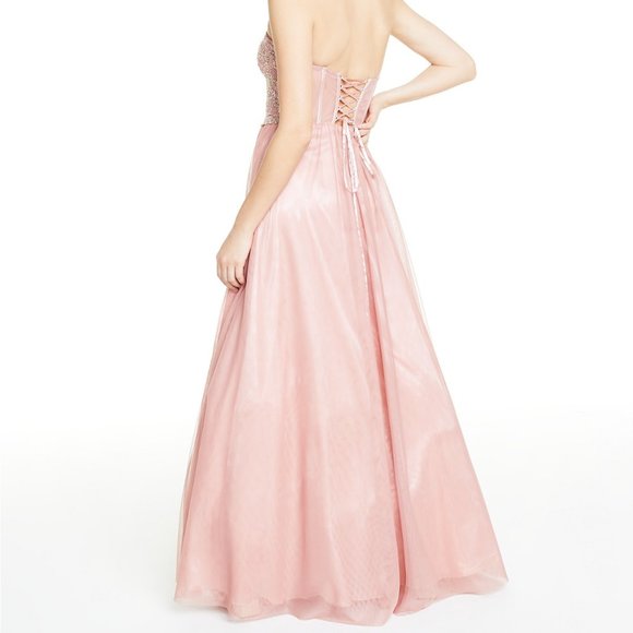 Blondie Nites Juniors Size 0 Pink Strapless Mesh - Picture 4 of 16